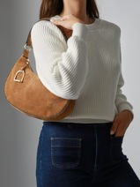 Schoudertas Altesse Suede Etrier Bruin altesse suede EASU017M-vue-porte
